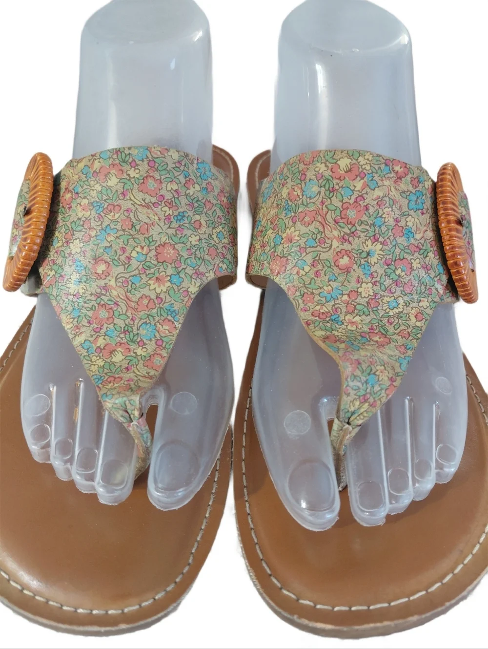 Patricia Nash Multicolor Floral Leather Thong Sandals Size 8.5